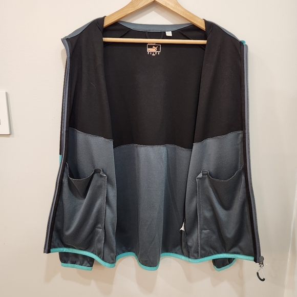 Vintage Puma Track Jacket Sweatshirt Mens Medium Black Gray Full Zip Gym - Picture 3 of 10